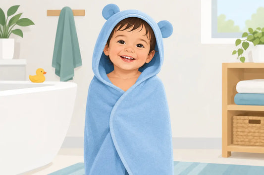 A Towel That Stays on Toddler After Bath Time